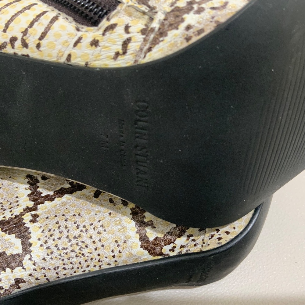 Colin Stuart Snake Print Stiletto Heel Bootie Lea… - image 8